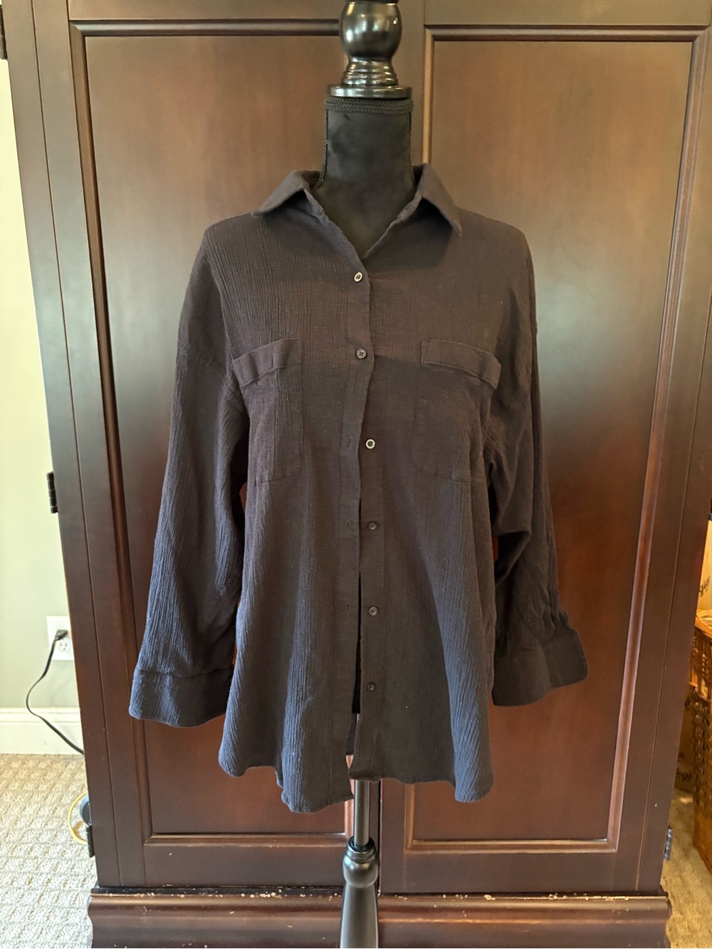 Women’s Dark Black Button-Up
